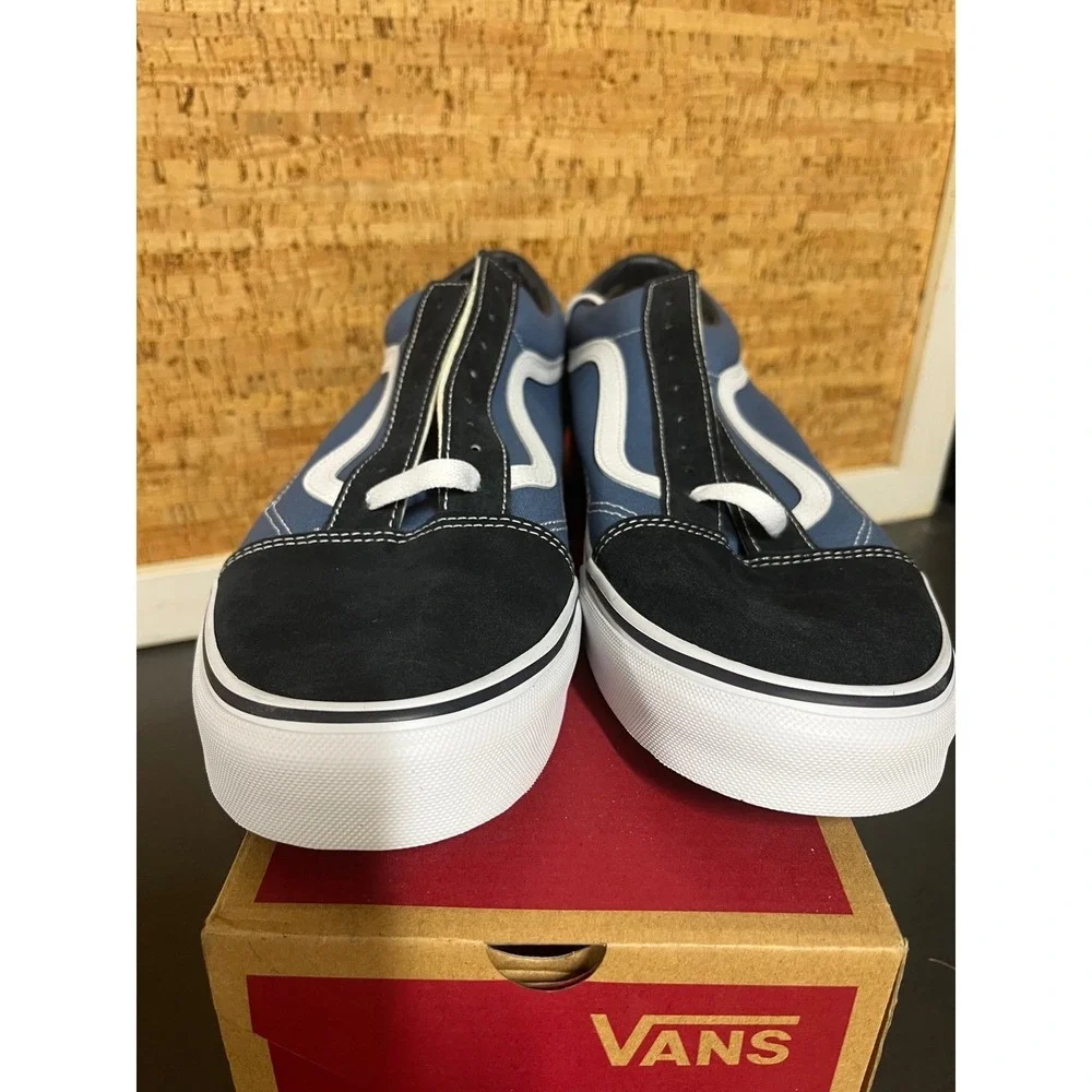 New Vans Old Skool Navy Black White Suede Canvas Skate Shoes Mens 13 VN000D3HNVY
